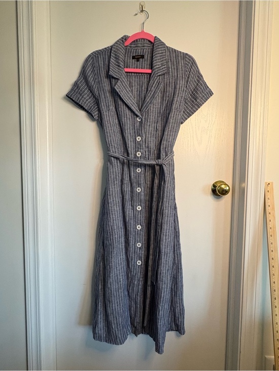Quince Dresses & Skirts - Quince Blue and White Pinstripe Midi Shirt Dress